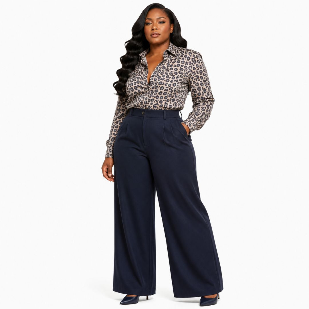 Premium Leopard Print & Navy Blue Fashion Fabric Combo